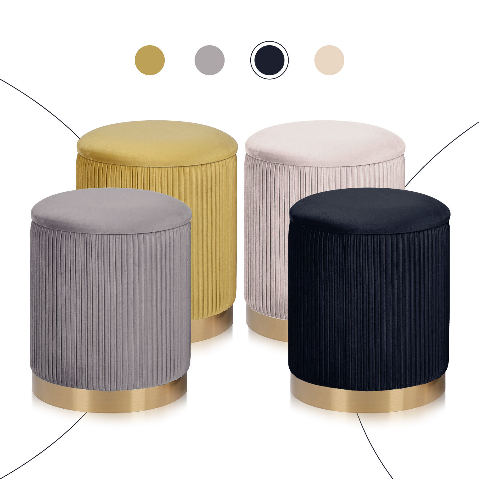 2X Side Table Storage Ottoman - Velvet Stool MIRA Black โ image 4