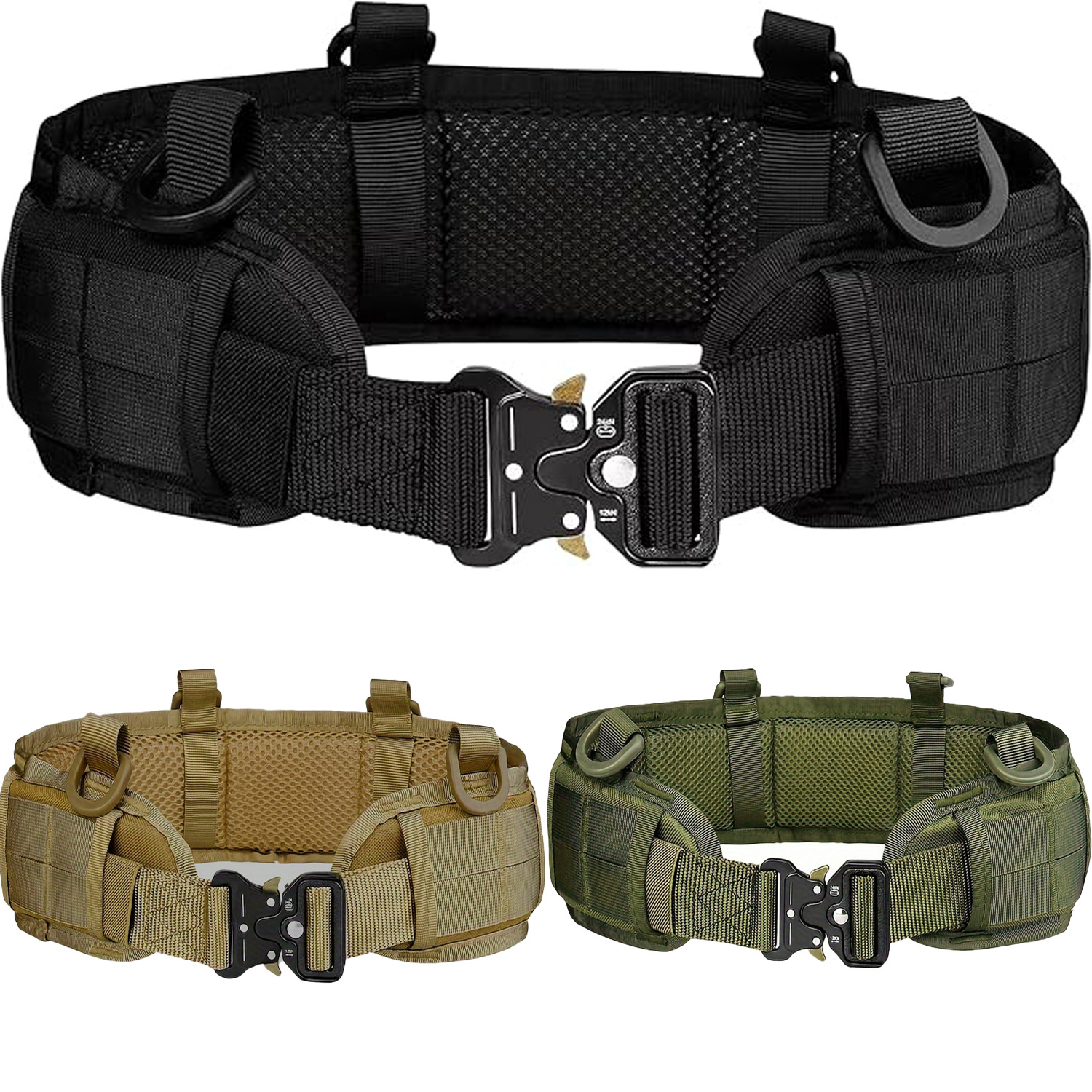 Black Adjustable Tactical Battle Belt Set - Padded MOLLE Outer & Nylon Inner Belt — image 2