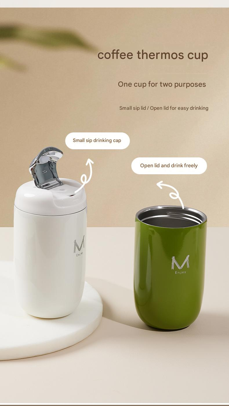 Green Premium 316 Stainless Steel Coffee Tumbler - 350ml Vacuum Insulated Travel Mug with Sip Lid, Leak-Proof Egg Shape Design, Hot & Cold Beverage Cup for โ image 2