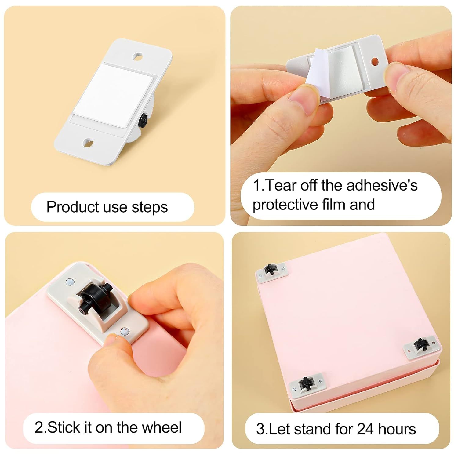 24 Pcs Sel-Adhesive ixed Casters – Caster Wheels or urniture, Cart, Storage Bins & DIY Toy Boxes, No-Drill Mini Wheels or Easy Mobility — image 6