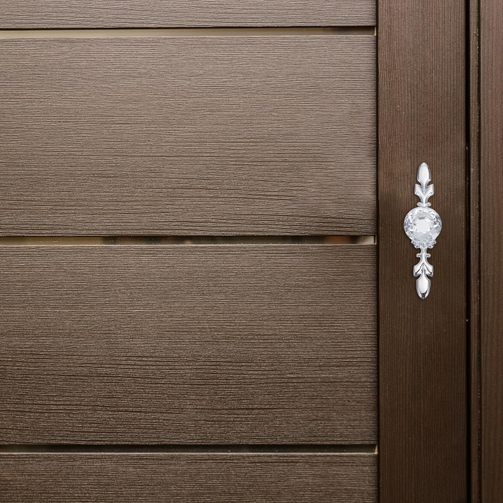 Silver backboard cabinet knob, crystal glass drawer, diamond vanity handle, with flat cabinet wardrobe handle — image 4
