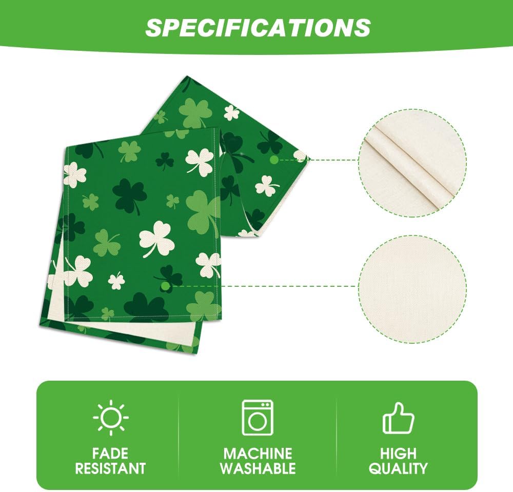 Green Shamrock St. Patrick's Day Table Runner, Seasonal Spring Kitchen Dining Table Decoration for Home Party Decor 13x72 Inch — image 5