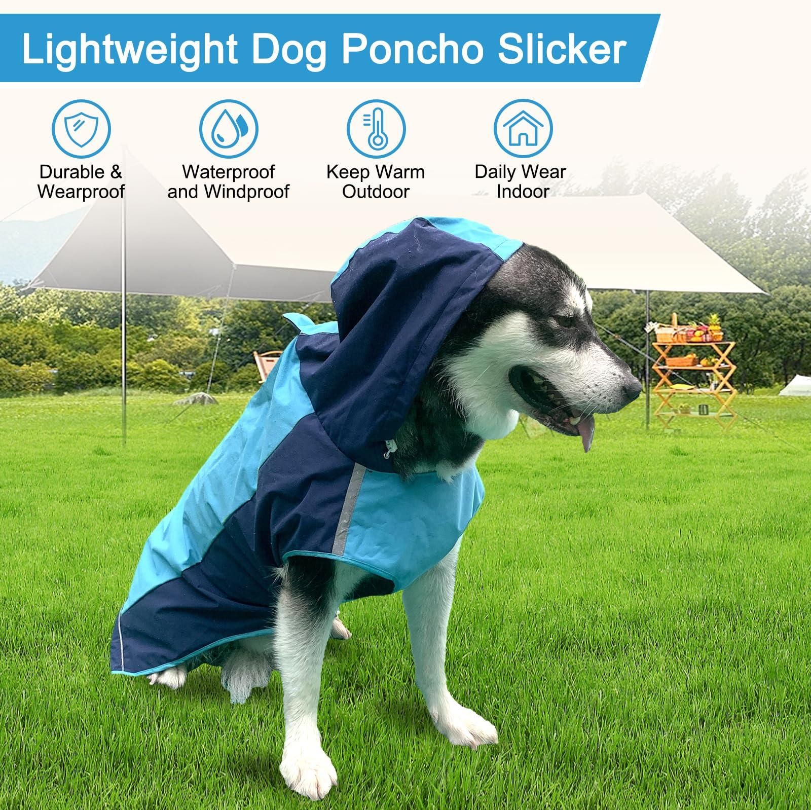 Dog Raincoat Lightweight Waterproof Reflective Hooded Cape Large Dogs Yellow S — image 2