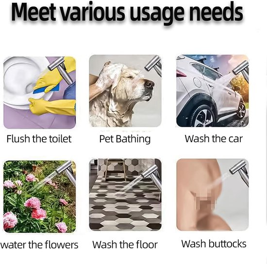 Hand Shower for Toilet & Cleaning - Adjustable Water Pressure & Universal Mounting - For Bathroom, Pets & Plants โ image 3