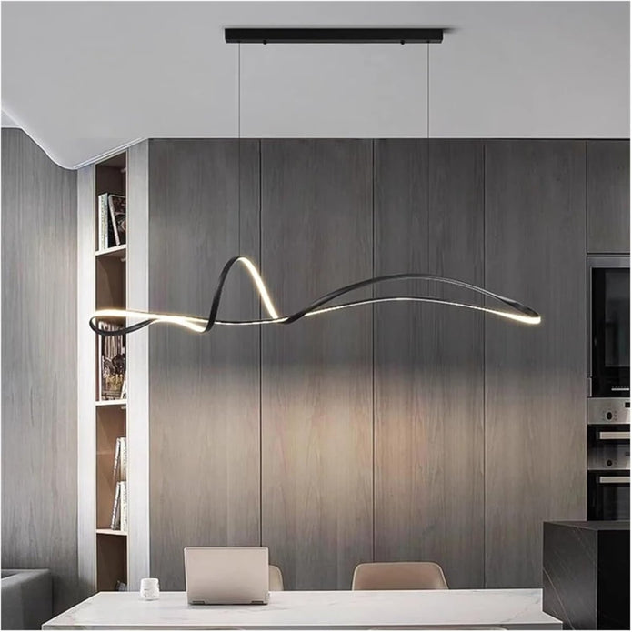 BAMDECOR A210 Modern LED Linear Pendant Lights with Dimmable LED and Adjustable Hanging Length 120cm -Black โ image 2
