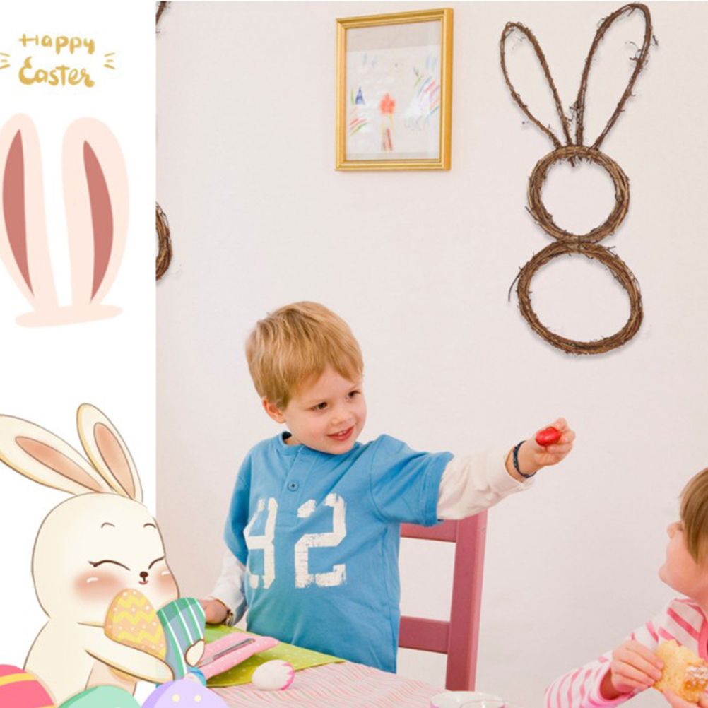 DIY Bunny Shaped Grapevine Wreath Easter Bunny Wreath Foldable Rabbit Rattan Garland for Courtyard and Lawn Decor — image 5