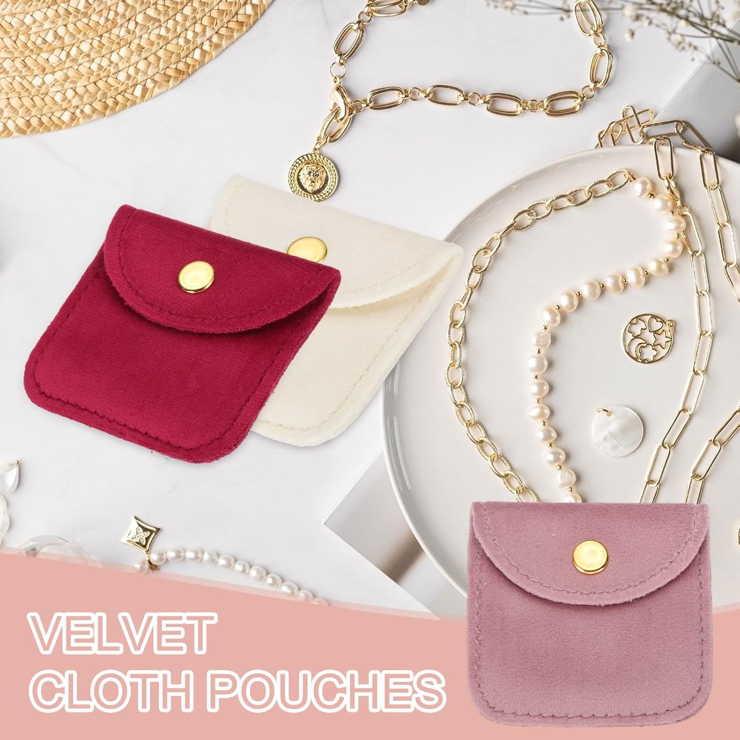 3x3 Inch Velvet Jewelry Pouches, 24 Pcs Packaging Gift Bags with Snap Button for Bracelet Necklace Rings Watch, Black โ image 5