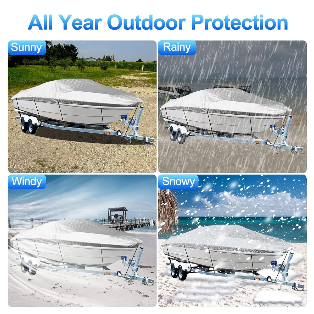 Outdoor V Yacht Dust Cover Waterproof Sun Protection Boat Hull Cover Rain Shield — image 3