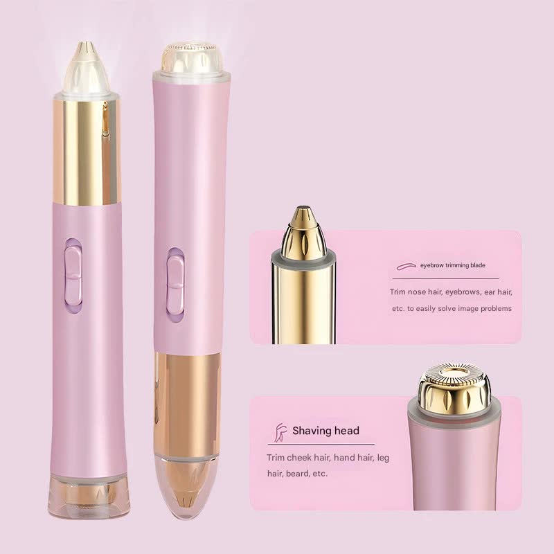 2-in-1 Electric Hair Remover for Women - Eyebrow Trimmer & Facial/Body Shaver with LED Light, USB-C Rechargeable(pink) — image 2