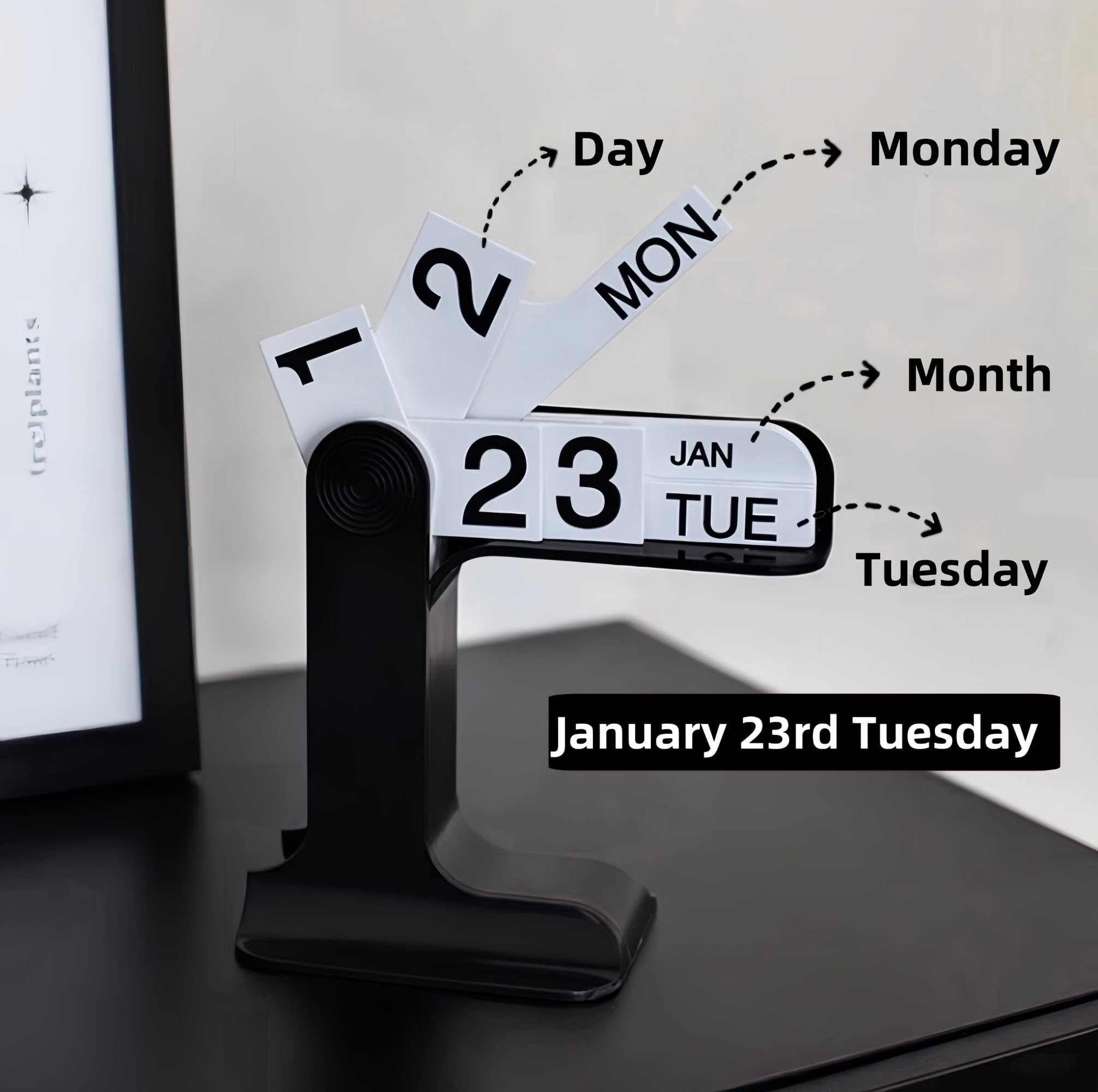 1 Piece Perpetual Desk Calendar with Retro Date Display for Home Offices, Study Desks and Everyday Decorative Organisation, Black — image 4