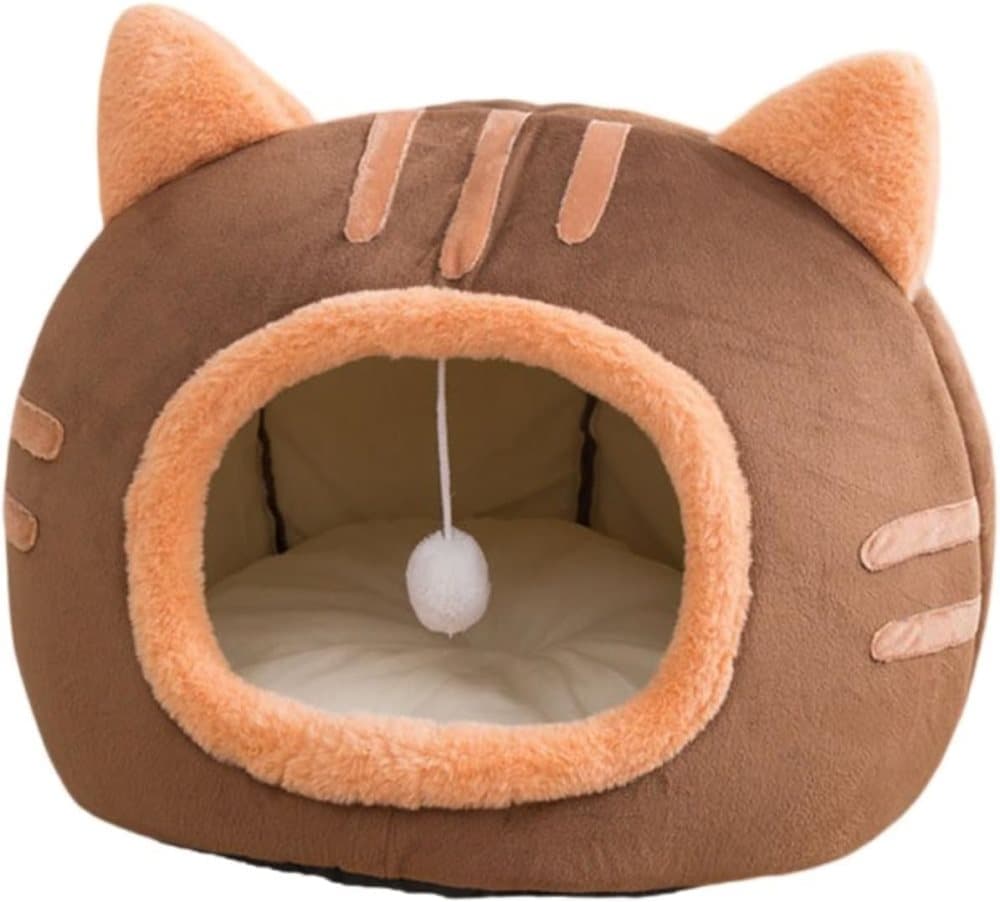 Fluffy Dog Bed Cat Bed Winter Pet House Anti-Slip, Large, Brown — image 2