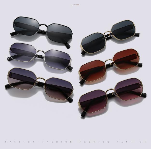 Gold Frame and Grey Lenses Modern Retro Geometric Sunglasses - Chic Metal Frame with UV400 Lenses and Black PU Leather Protective Case โ image 3