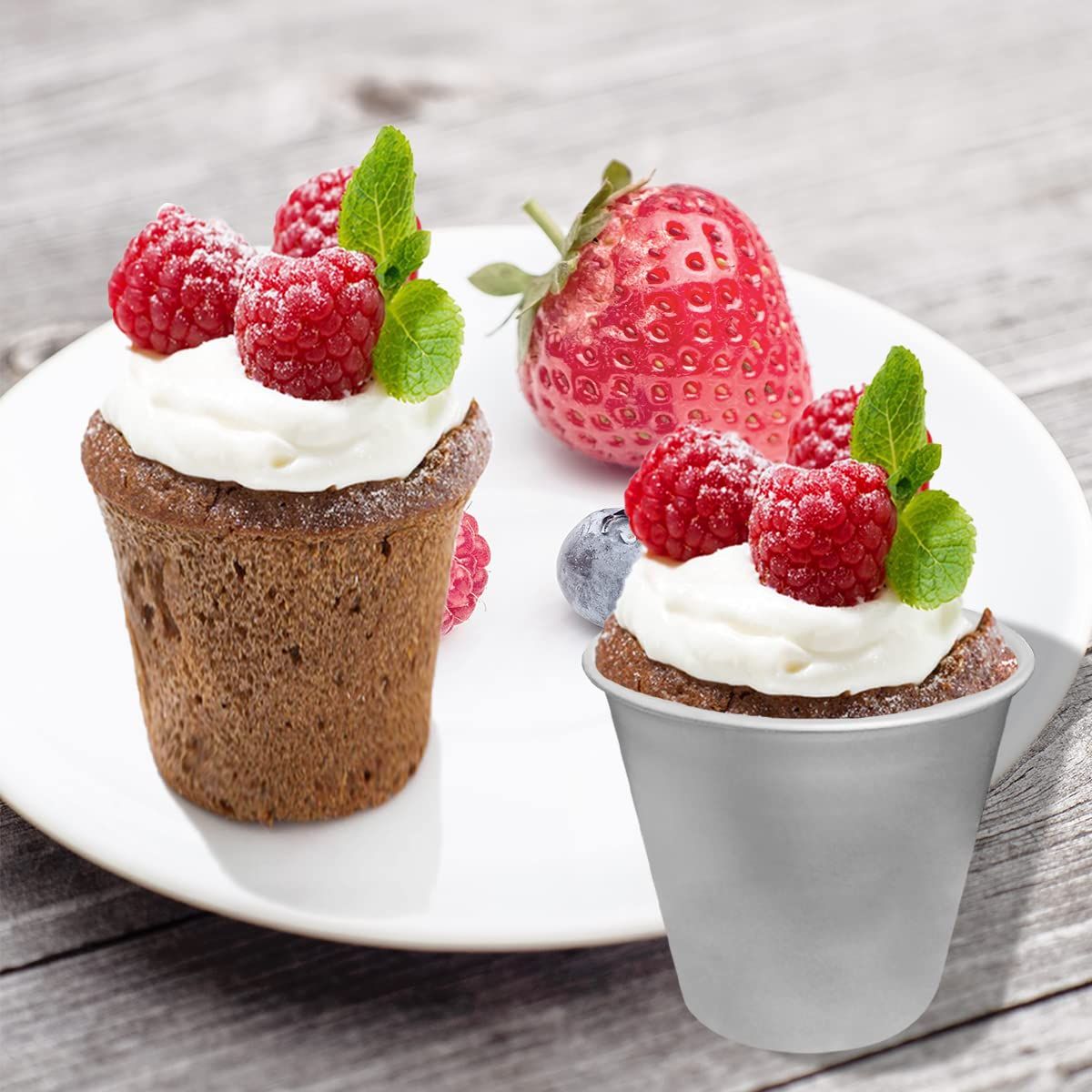6 Pcs Nonstick Individual Tumblers Popovers Chocolate Molten Pudding Cups Raspberry Mold,2.9 inch Height โ image 3