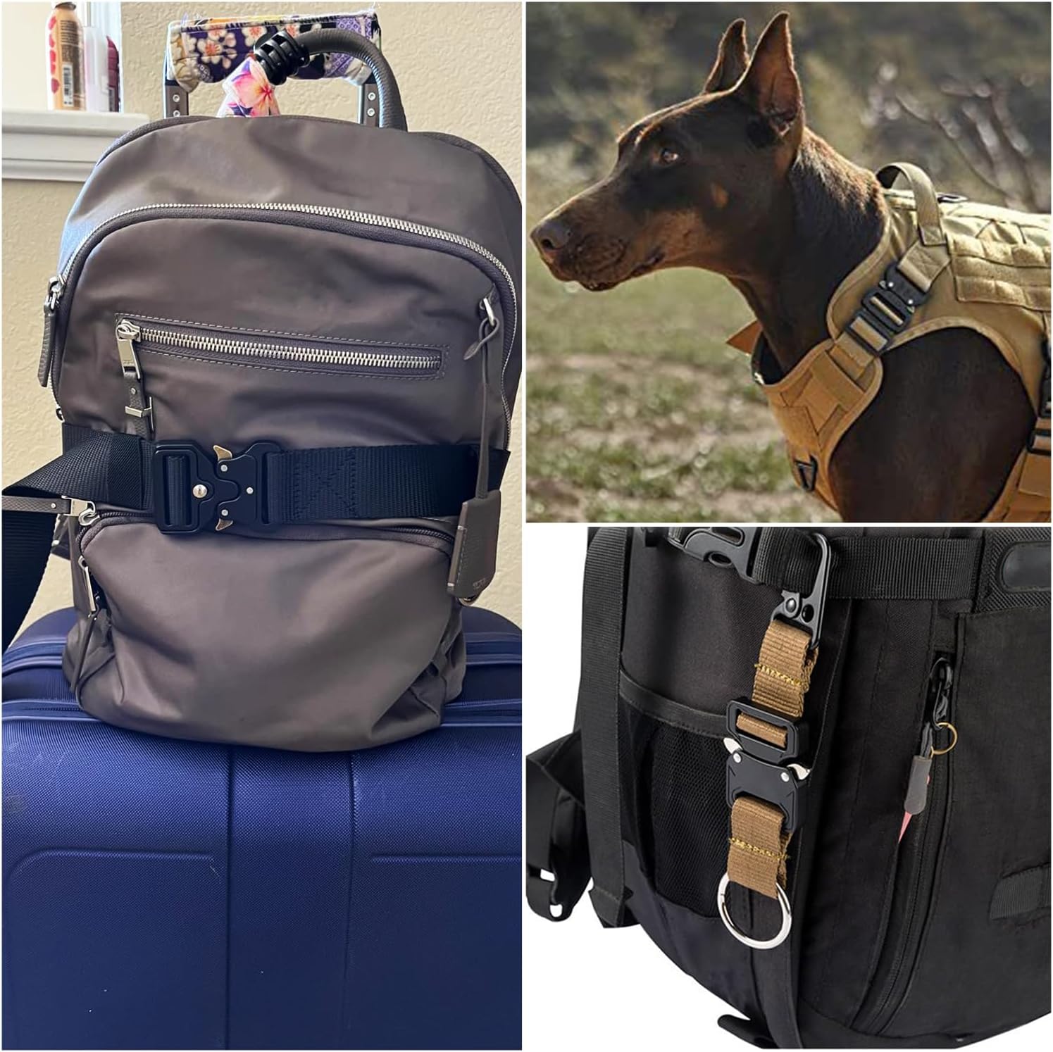 CooBigo 2 Pack Tactical Belt Buckles, 1-1/2" Heavy Duty Metal Tactical Buckle Clips for Dog Collar Hardware, Harness, Backpack, Luggage Strap Release Clasp โ image 6