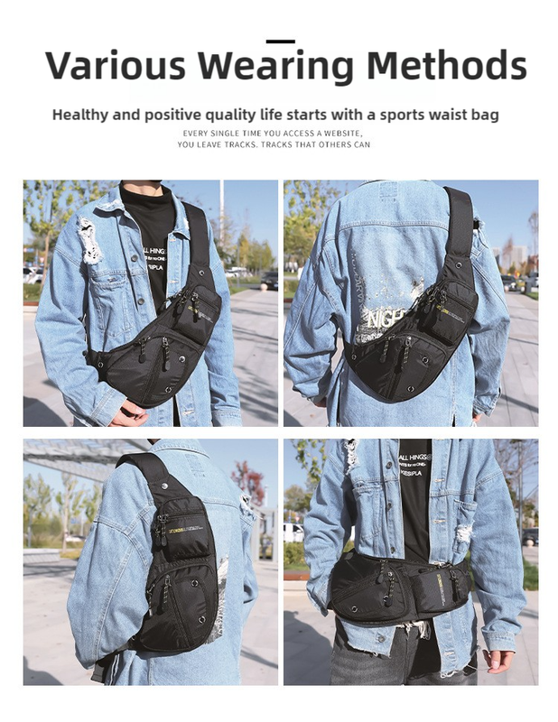 Black Men's Vintage Chest Bag – Multi-functional Waterproof Crossbody Sling Bag for Outdoor Sports — image 3