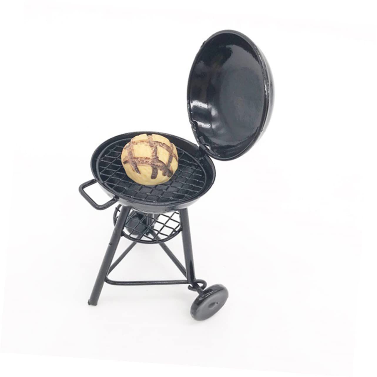 Miniature BBQ Grill Oven Model 1:12 Dollhouse Cooking Tool Garden Decoration Accessories Roasting Cart Firewood Rack Holder (Round) — image 5