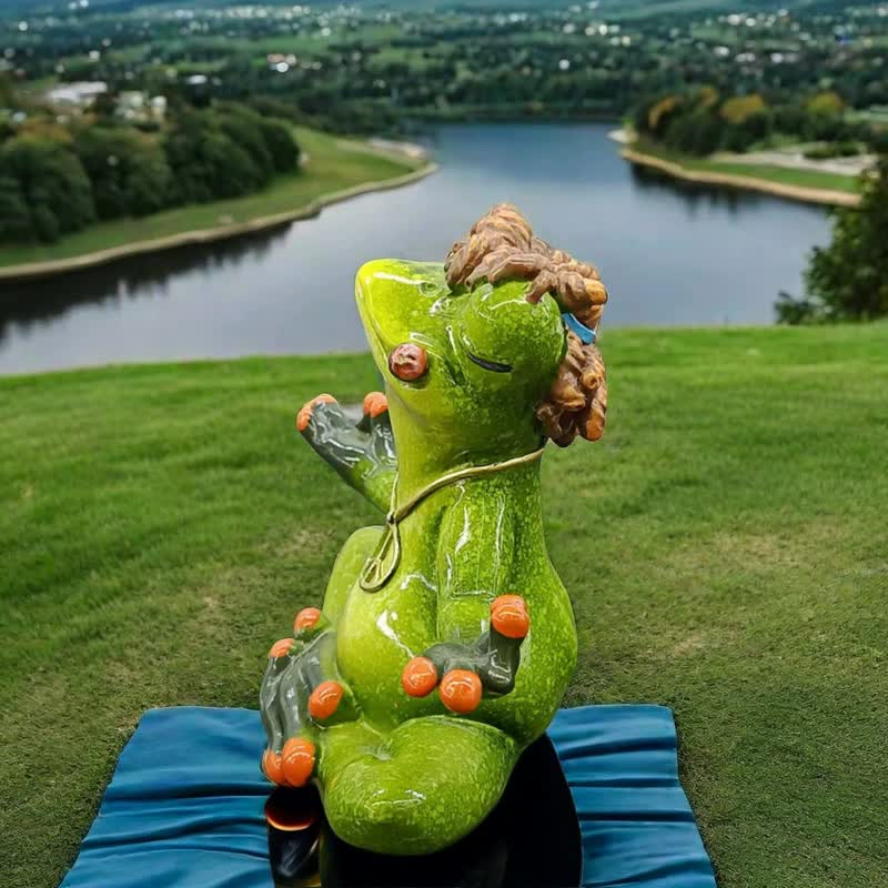 Zen Frog Meditation Figurine - Peaceful Yoga Frog Statue — image 2