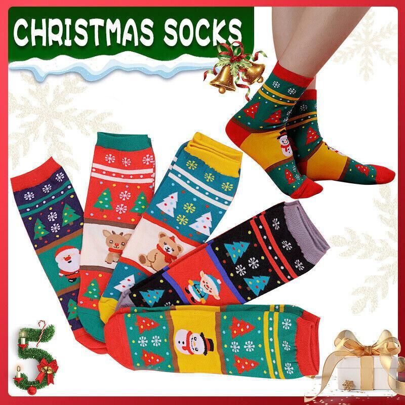 Christmas Socks Santa Reindeer Snowman Pattern Xmas Party Gift Stockings - Snowman โ image 2