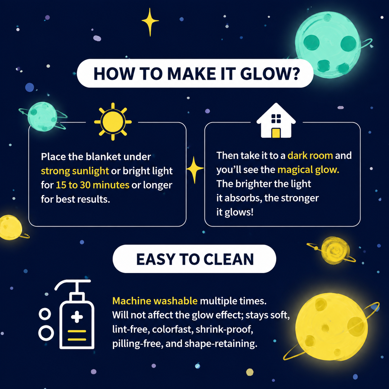 Glow in the Dark Flannel Blanket with Playful Hallowen Pumpkin (S134 / 130 x 150CM) - Versatile Soft Plush Magic Throw Blanket, Durable High Density Woven & โ image 4