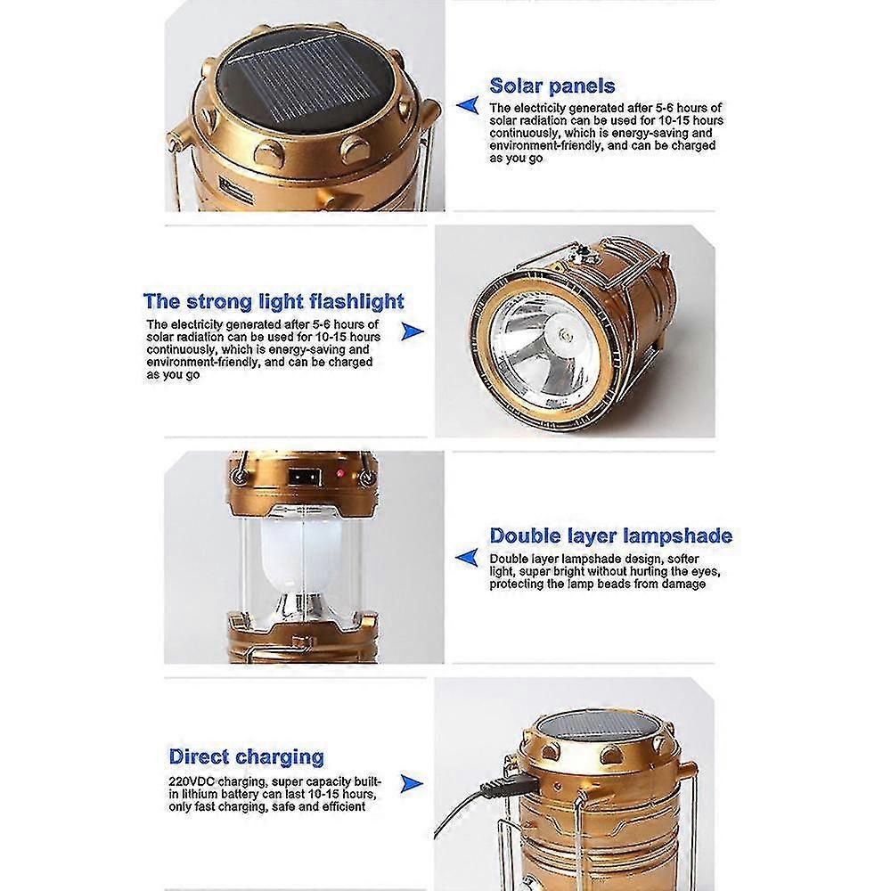 Portable Solar LED Camping Lantern Waterproof Emergency Light with Handle, Battery Powered Tent Lamp for Camping Hiking Fishing Outdoor Survival โ image 2