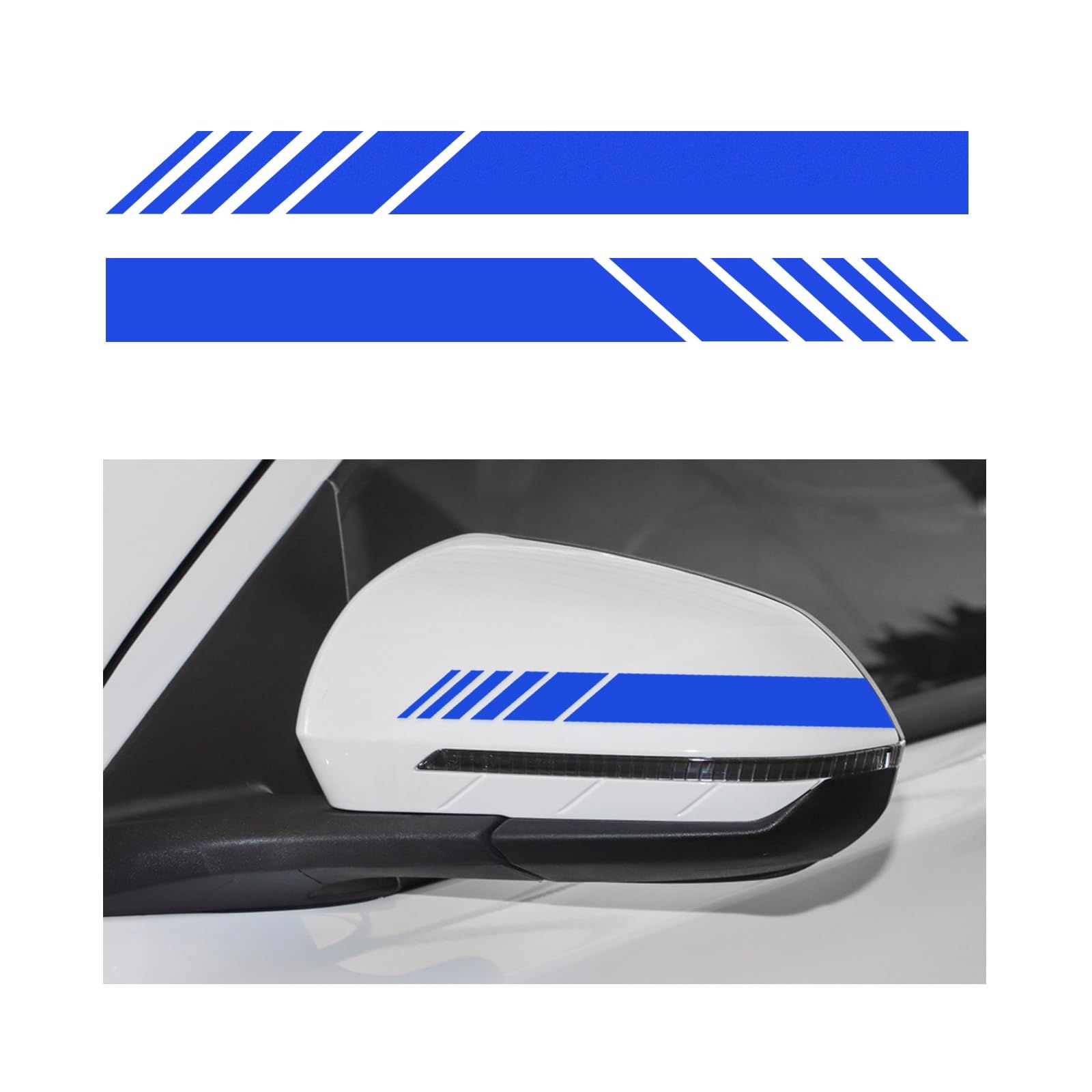 2PCS Car Rear View Mirror Stickers, Waterproof Auto Side Rearview Mirrors Decal Stripes, Universal Anti-Collision Striped (Blue)