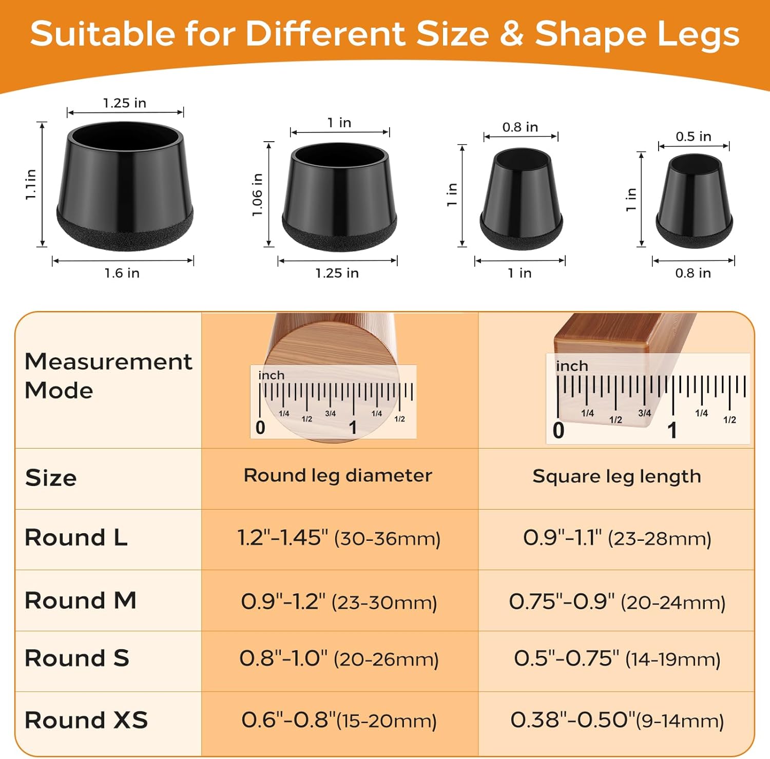 Silicone Chair Leg Floor Protectors Extra Small 24PCS - Furniture Felt Silicone Integrated Chair Foot Covers/Dark-Black/Rubber - Protect Floors from โ image 2