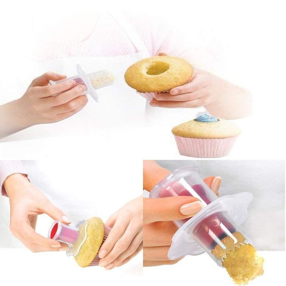 3pc Plastic Cupcake Corer Plunger Cutter Pastry Corer Digging Holes Tools for Muffin Cake Filling, Red — image 3