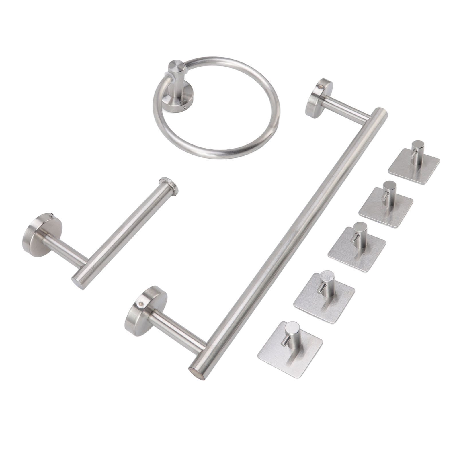 Bathroom Hardware Set with Towel Rings Towel Bar Tissue Holder 5 Hooks 304 Stainless Steel Bathroom Accessories Set โ image 6