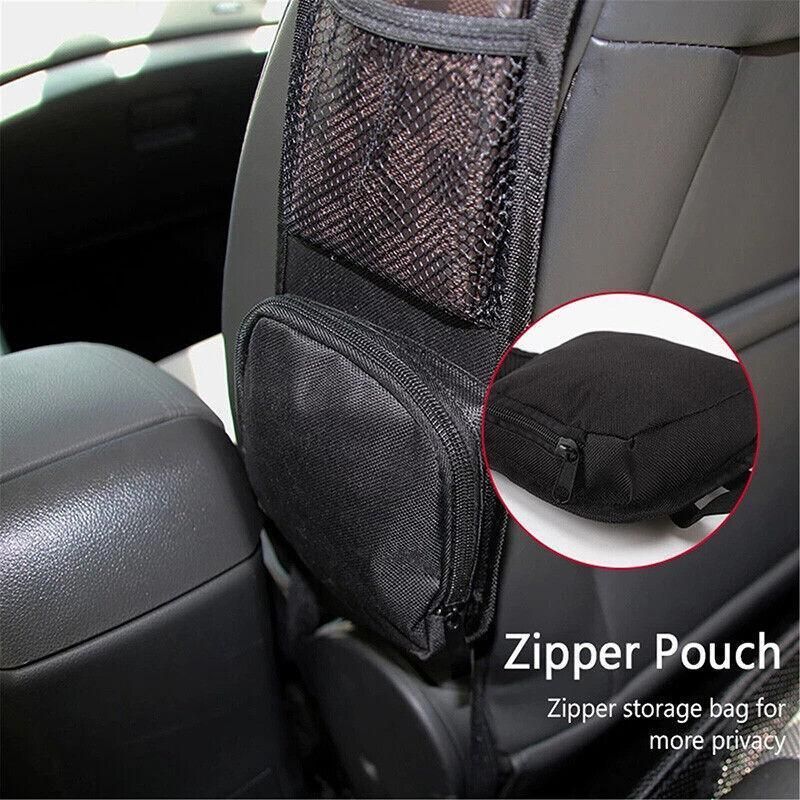 Black Vehicle Backrest Side Pocket Mesh Hanging Bag Organizer with Phone Holder โ image 6