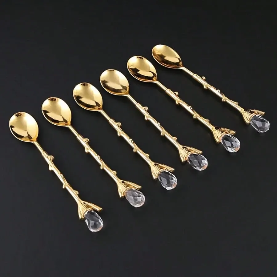 6pcs Luxury Iron Spoon Set European Style High End Dessert Spoons 1pc Storage Bucket Ideal For Afternoon Tea Western Restaurant Home Kitchen Hotel Tableware — image 4