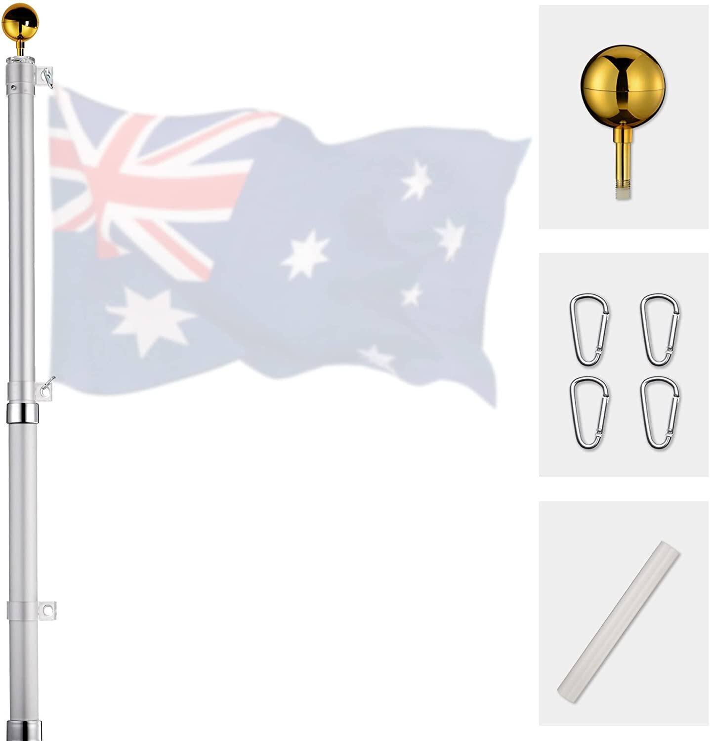 Rustproof Aluminum Flag Pole with 7.2m, Heavy-Duty Telescoping Pole for Outdoors, Gardens, Roof Walls, Durable Pole Set โ image 4