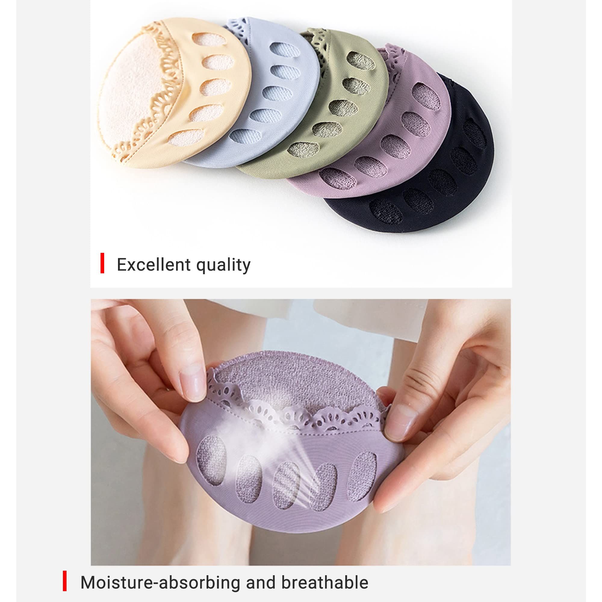 5 Pairs Honeycomb Fabric Forefoot Pads for Men Women,Soft Ball of Foot Cushion Pads,Invisible Metatarsal Socks Pads — image 3