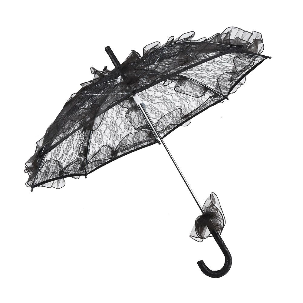 Black Color Lace Umbrella Parasol for Lady Women Party Decor Dancing Photography Prop — image 2