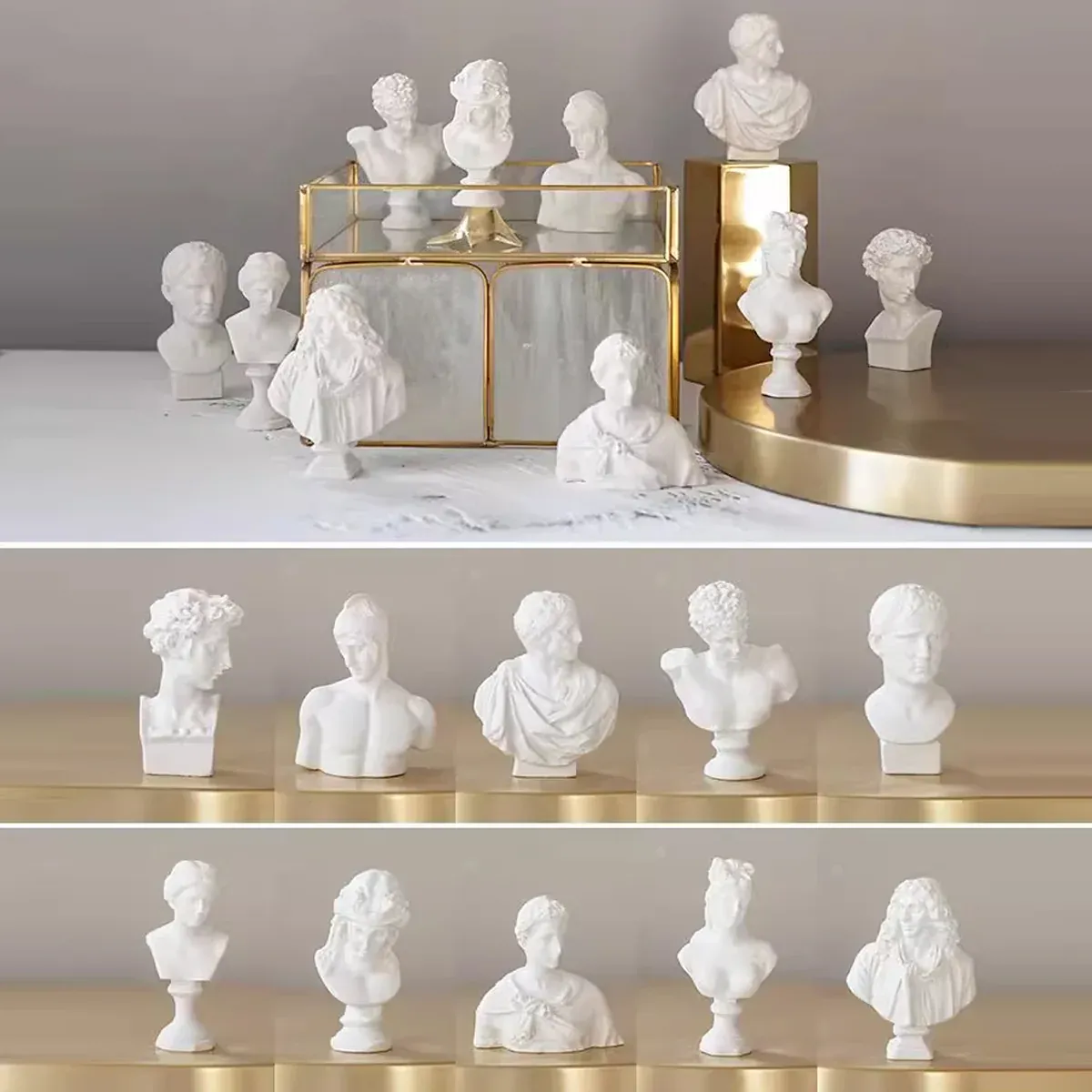 10 Pcs Mini Desktop Decorative Sculptures Resin White Classical Busts — image 6