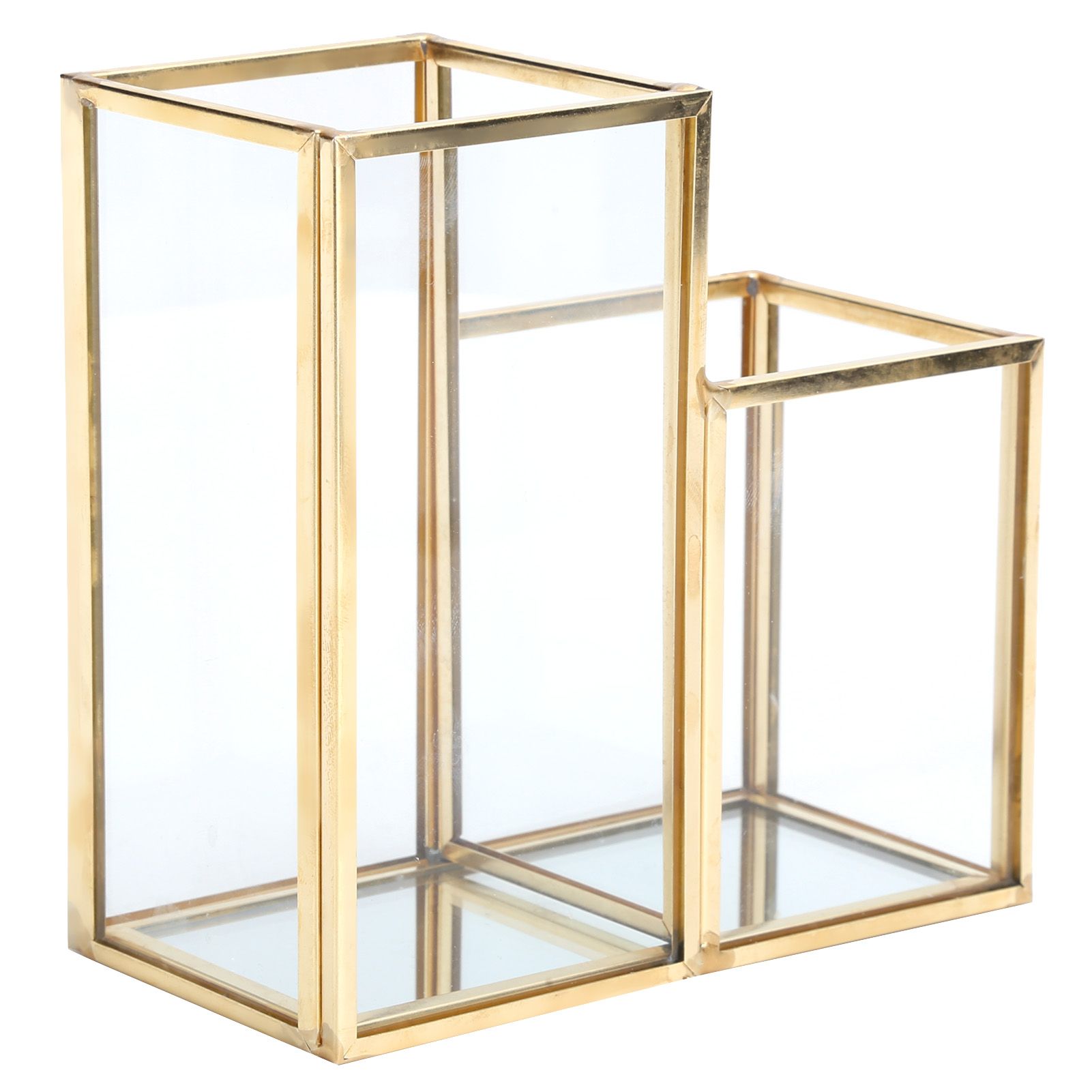 Glass Storage Container Garden Polygonal Column Golden Brass Bar Welding Flower Room Box โ image 4