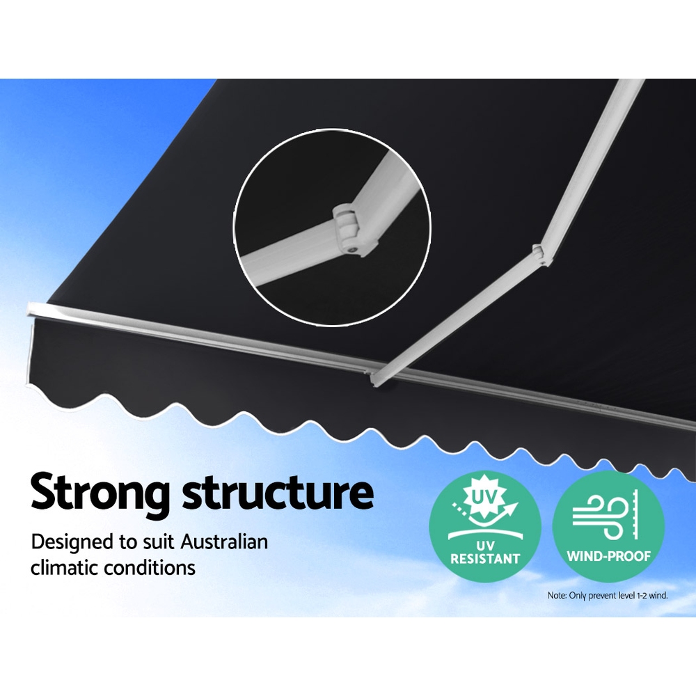 Instahut Retractable Folding Arm Awning Manual Sunshade 5Mx3M Grey — image 3