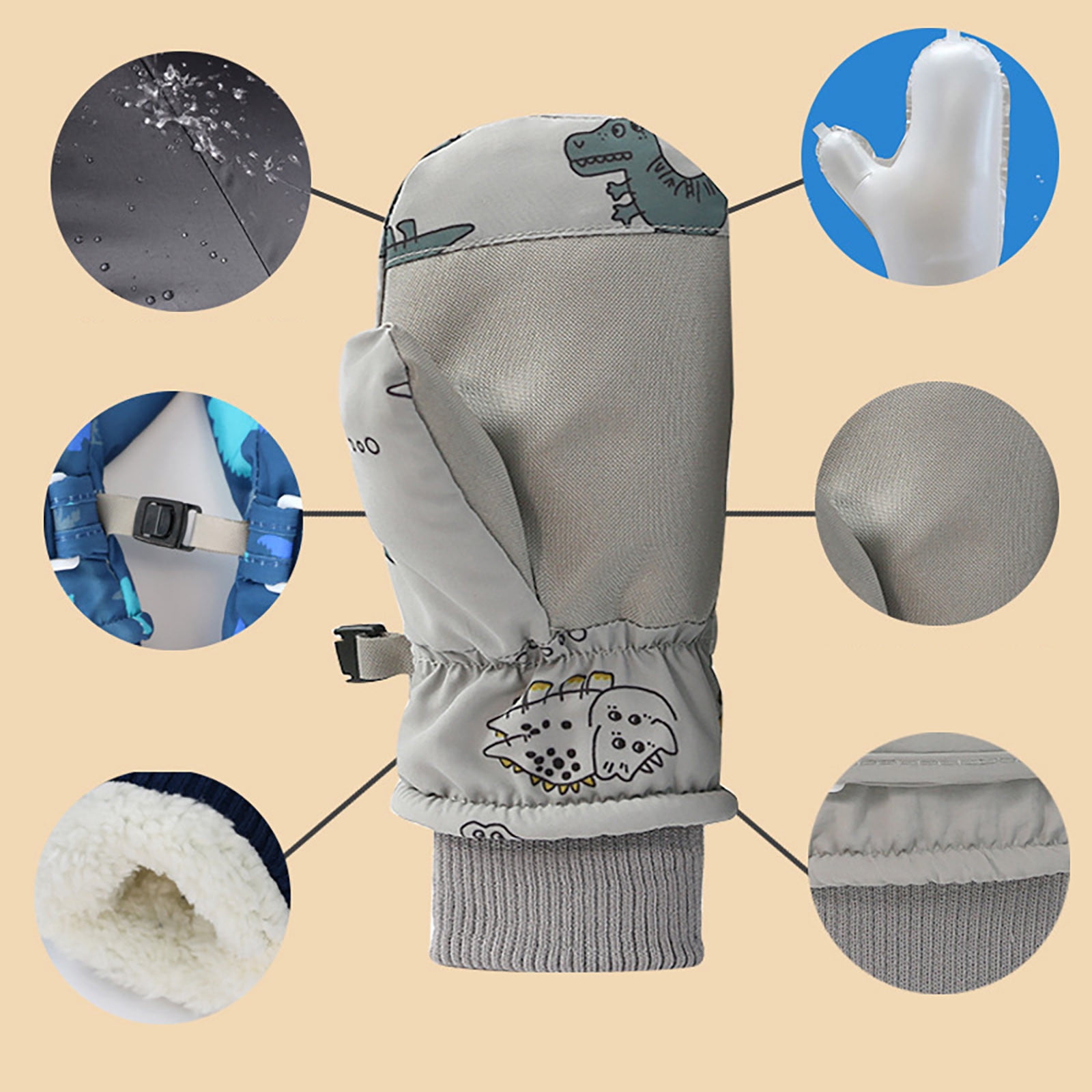 Gloves For Kids Toddler Skis Kids Gloves Winter Gloves Thick Gloves Stretchy Warm Gloves Boys Girls 6-24 Months 2-4 Years AHA5 kids snow gloves Grey — image 5