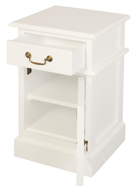 Tasmania 1 Solid Door 1 Drawer Bedside (White) โ image 2