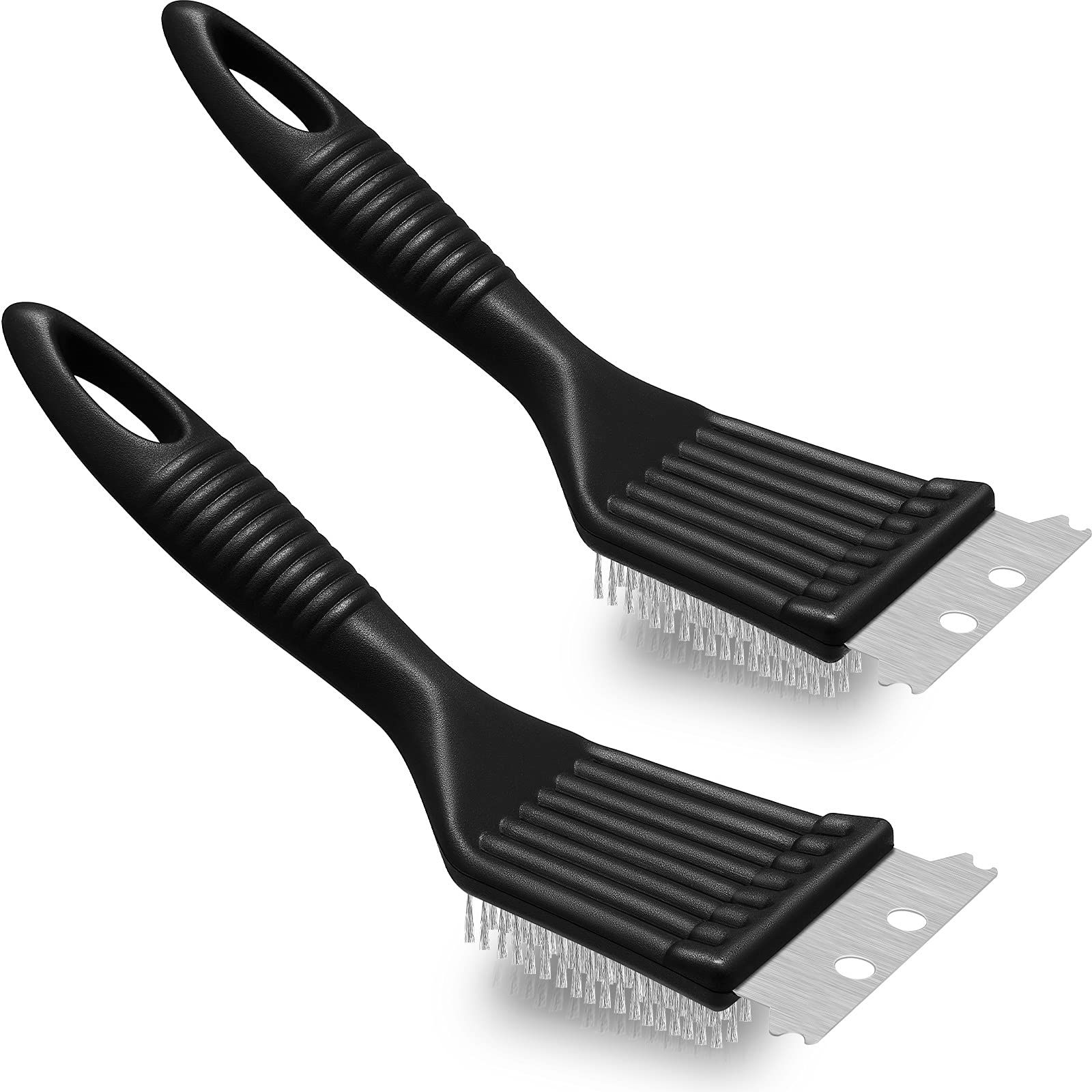 2 Pieces Grill Brush and Scraper Stainless Steel Wire Grill Brush Extra Strong BBQ Cleaner Accessories Duty Barbecue (8 Inch)