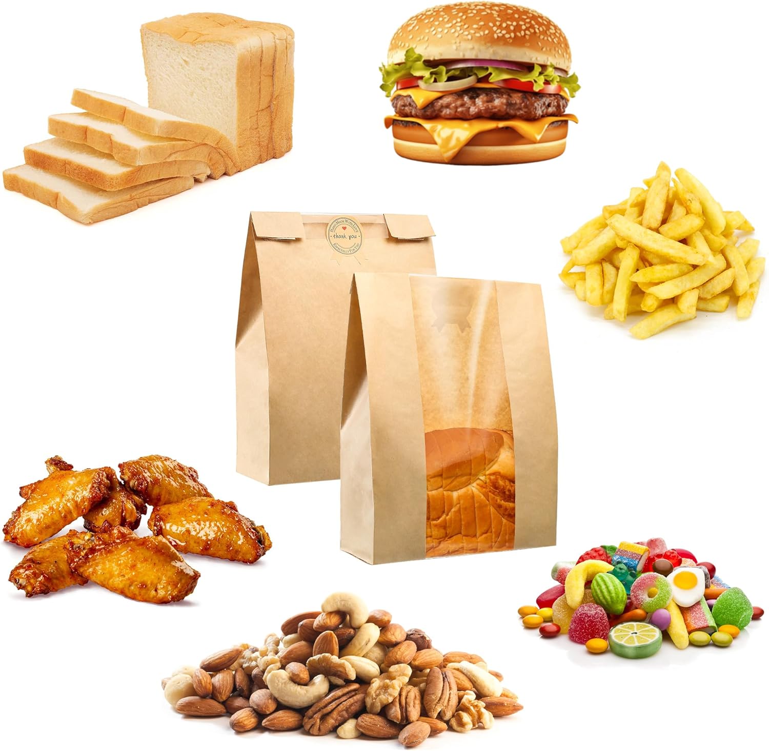 50 Pcs Bread Bags for Homemade Bread, Sourdough Paper With Window, 50% Thicker 13.7x8.2x3.7in A Large Bakery Used Storage Cookies & Snacks, 60 Cute Sealing — image 4