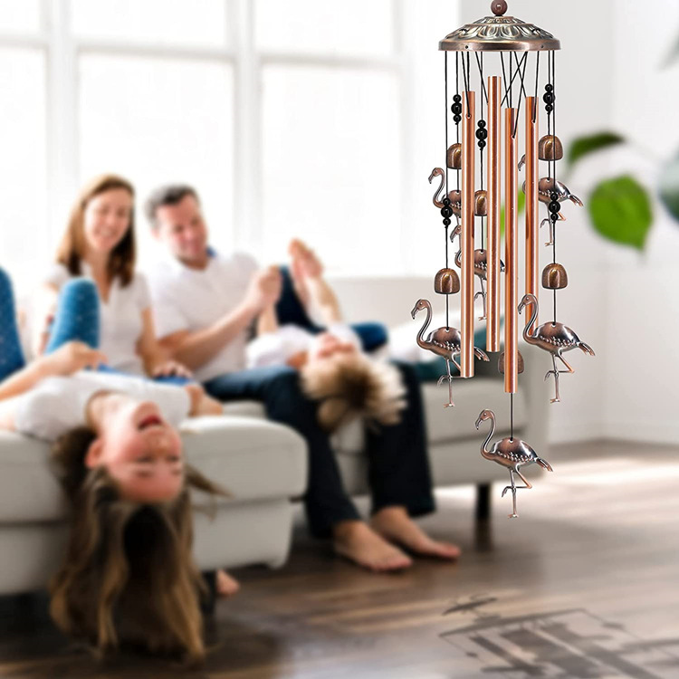 90cm Large Creative Dragonflies Vintage Metal Tube Wind Chimes - Handcrafted Musical Hanging Decor for Garden and Home with Hanging Hook — image 4