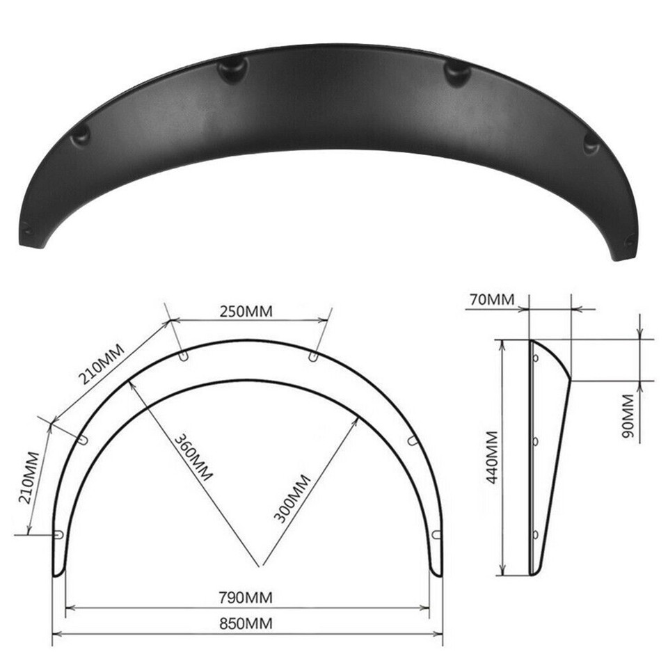 4 Pcs Universal Car Fender Flares Flexible Durable Body Wheel Extra Wide Arches — image 5