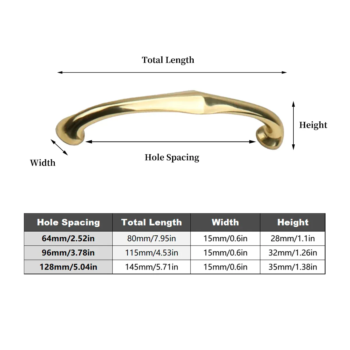 Copper Cabinet Handles Gold Drawer Pulls 3 Sizes Simple Closet Door Handle - 64mm โ image 4