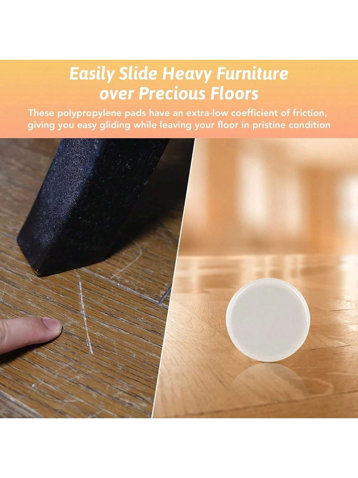 8Pcs Furniture Sliders – 3.5 Inch Heavy Duty Moving Pads, Plastic Chair Leg Floor Protectors for Hardwood Floors, Reusable Round Gliders — image 2