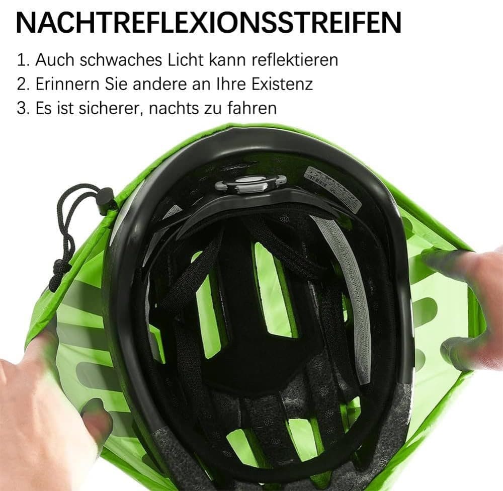 Reflective Bicycle Helmet Cover, Water and Wind Resistant Rain Cover, Green — image 5