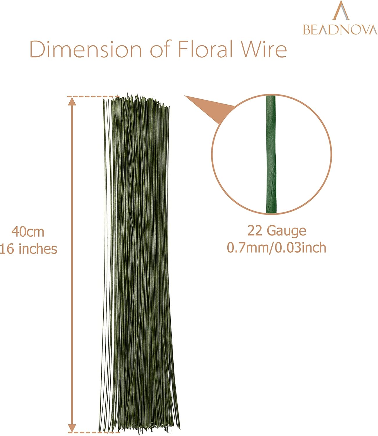 Floral Stem Wire 50pcs 22 Gauge Fake Flower Stems Green Floral Wire for Flower Arrangement Florist DIY Bouquet (Dark Green, 50 Pcs) β image 2
