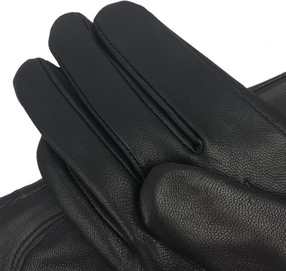 Winter Warm Fleece Lined Leather Gloves - Black - Size L - 1 Pair - Stylish Cold Weather Accessory — image 4