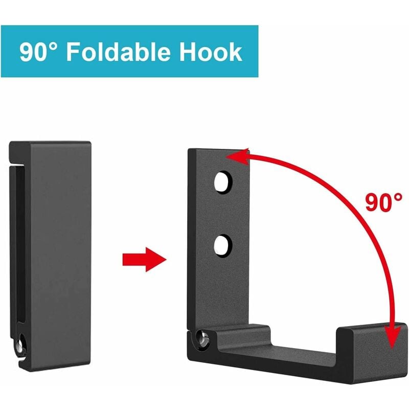 4 Pack Foldable Wall Hooks - Invisible Coat Hooks, Aluminum Wall Hook, Aluminum Alloy Wall Hanging Hook 90° Foldable — image 3