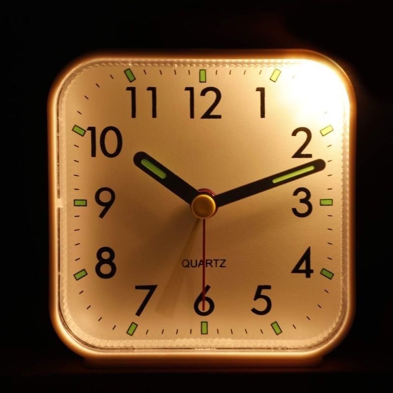 Small Battery Operated Analog Alarm Clock Silent Non Ticking, Ascending Beep Sounds, Snooze,Light Functions, Easy Set(White) — image 2