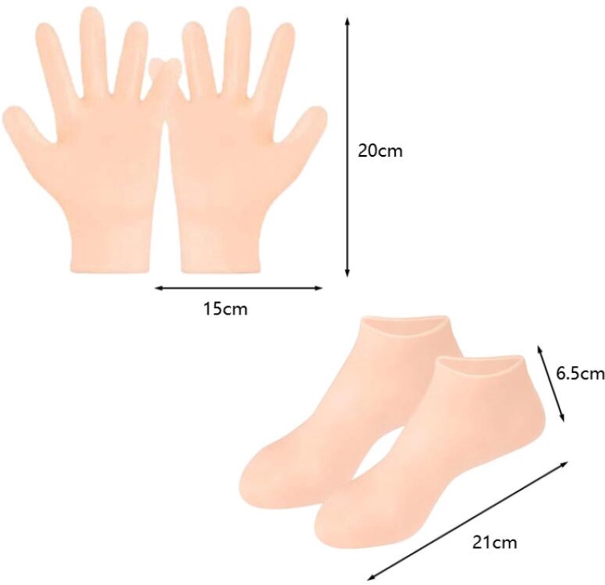 Silicone Socks - 1 Pair Foot Covers + 1 Pair Hand Masks - Foot Glove Set - Silicone - Soft - Hand and Foot Coverings - Moisturizing Socks - Moisturizing — image 3